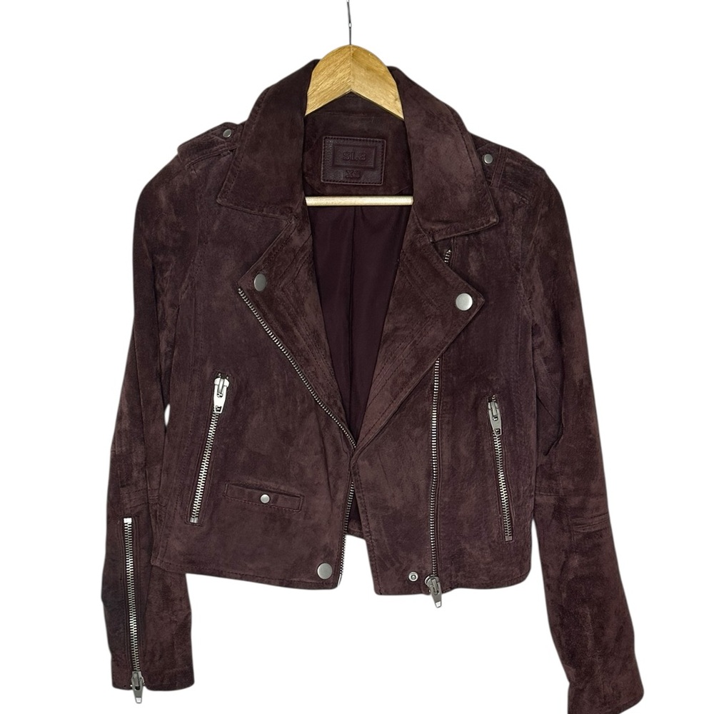 SL8 by BlankNYC Marion Suede Moto Jacket in eggplant xs - Picture 3 of 13
